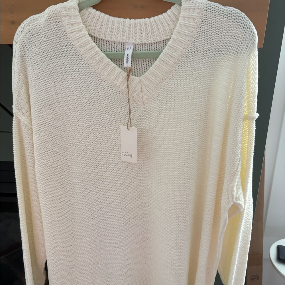 Wishlist Winter White V-Neck Sweater